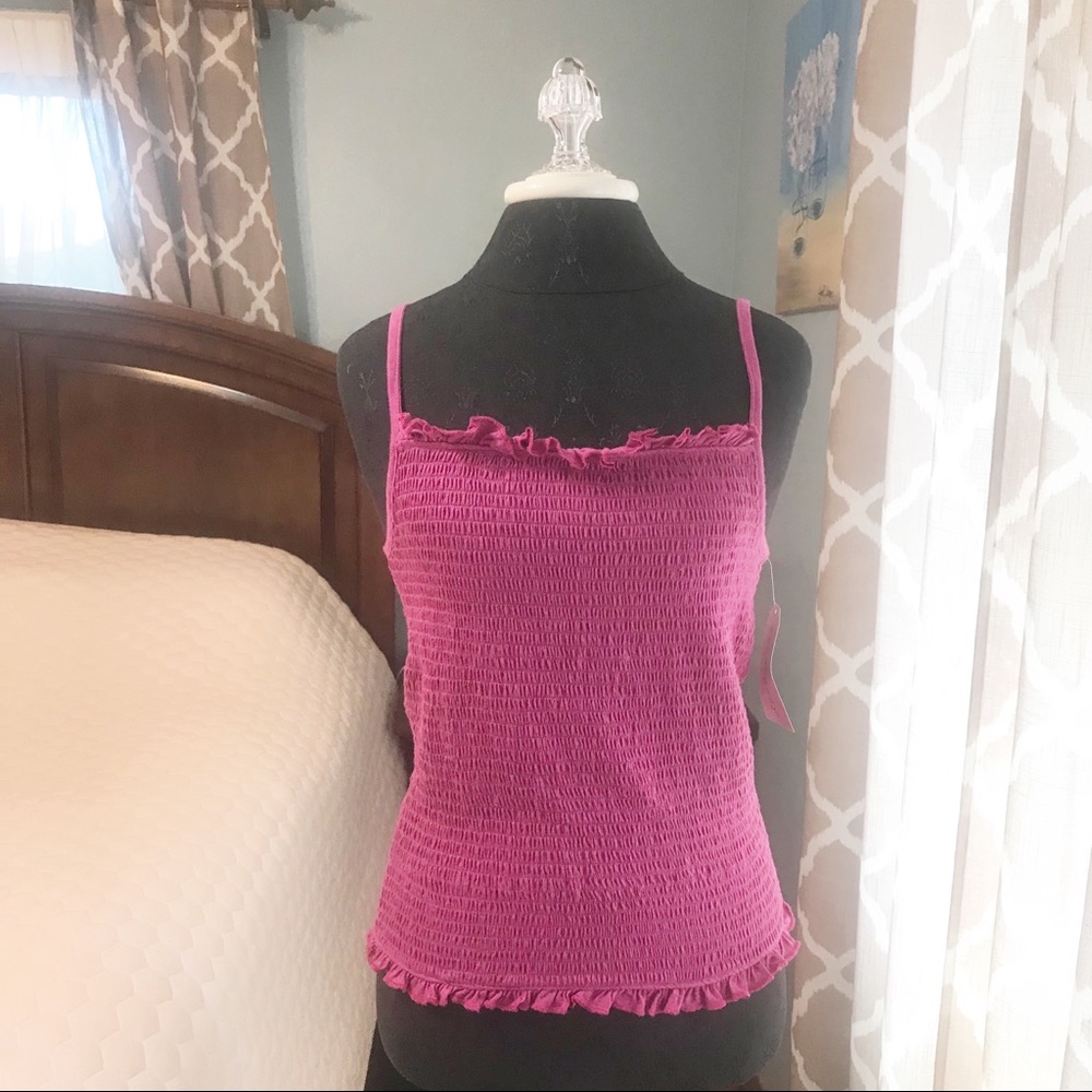 Eye Candy ~ Berry Pink Ruffled Stretchy Tank Top